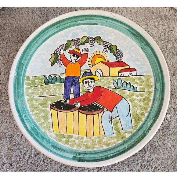 Nino Parrucca Pottery Modernist‎ Plate 10.5" Made in Italy #214 Grape Harvest - Picture 1 of 5